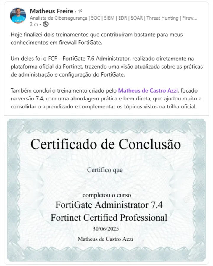 Depoimento de aluno SecInfra 15