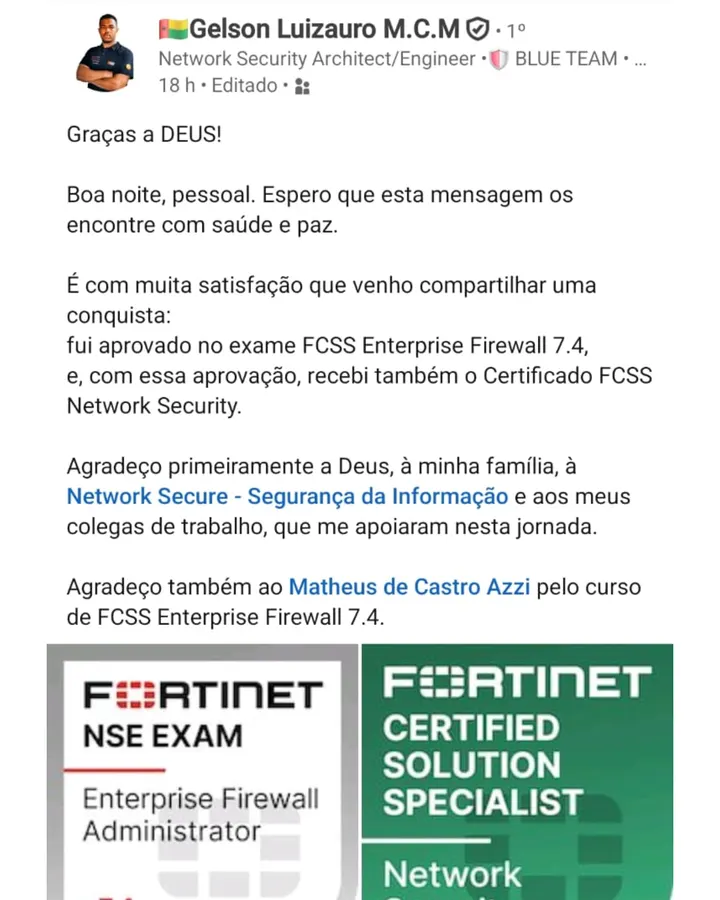 Depoimento de aluno SecInfra 18