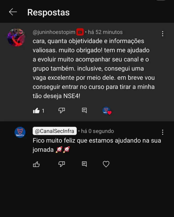 Depoimento de aluno SecInfra 21