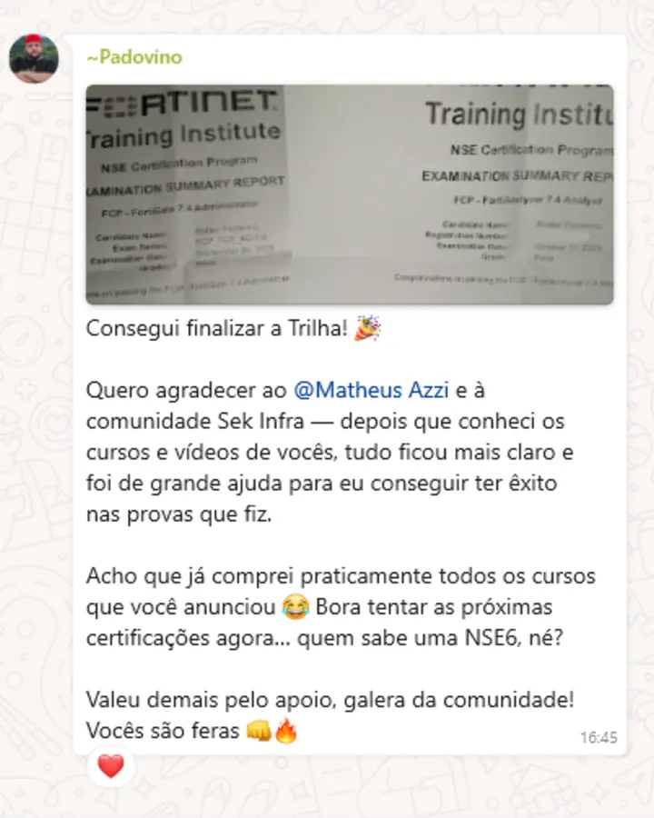 Depoimento de aluno SecInfra 26