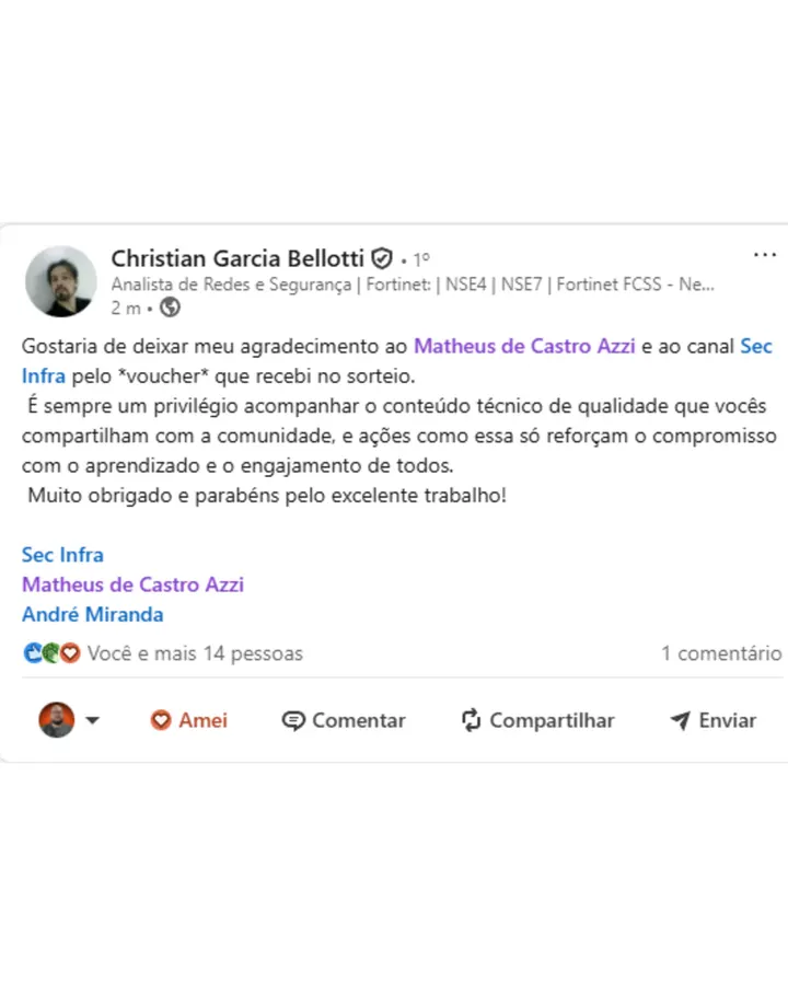 Depoimento de aluno SecInfra 6
