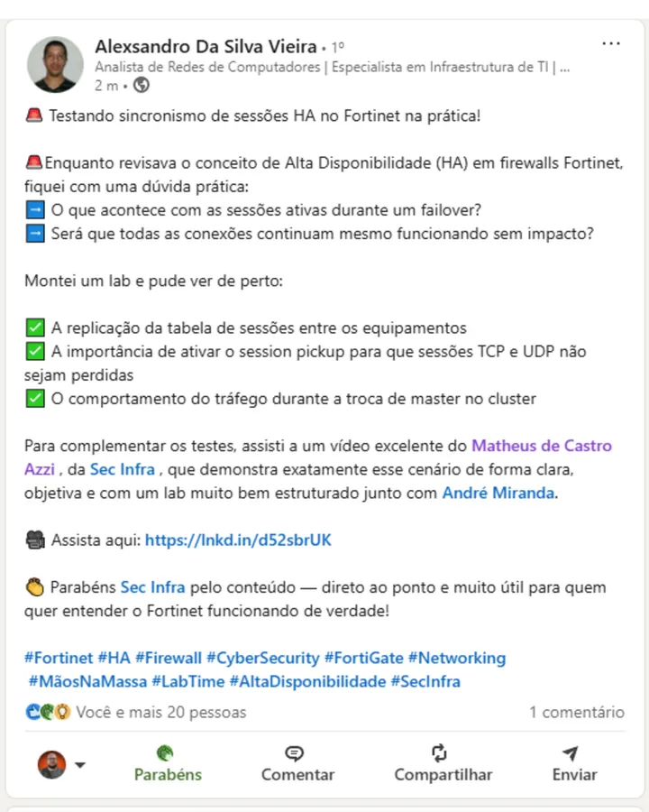 Depoimento de aluno SecInfra 7